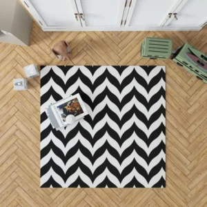 Black Wavy Chevron Rug
