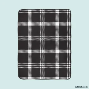 Black White Tartan Plaid Scottish Fleece Blanket 1