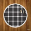 Black White Tartan Plaid Scottish Round Beach Towel