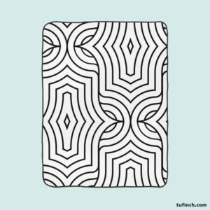 Black and White Linear Flat Abstract Lines Pattern Fleece Blanket 1