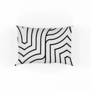 Black and White Linear Flat Abstract Lines Pattern Pillow Case