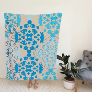 Blue Colored Pattern On Grey Fleece Blanket