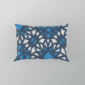 Blue Ethnic Artwork On White Pillow Case