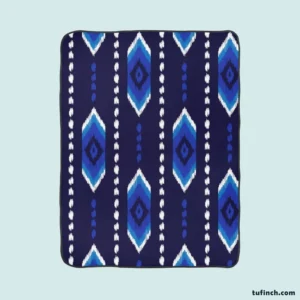 Blue Ethnic Ikat Art Fleece Blanket 1