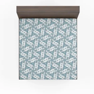 Blue Floral Leaf Toile Fitted Sheet