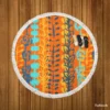 Blue Floral Pattern In Orange Round Beach Towel