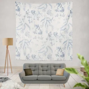 Blue Floreana Toile Pattern Wall Tapestry