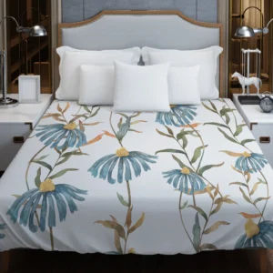 Blue Flower Seamless Pattern Duvet Cover