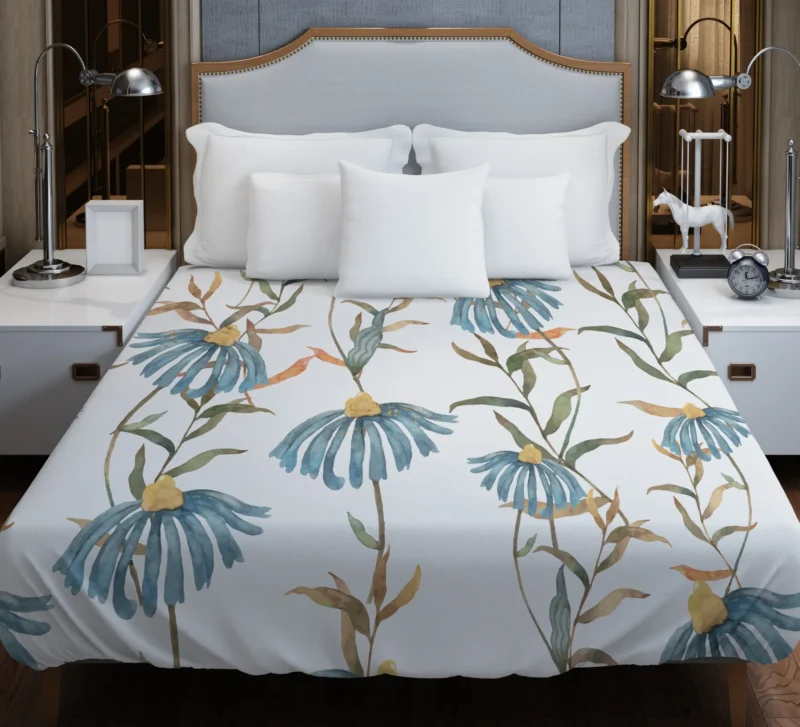 Blue Flower Seamless Pattern Duvet Cover