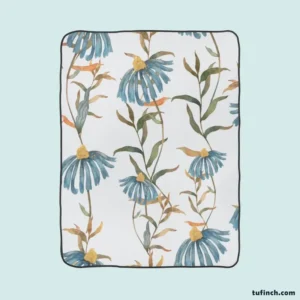 Blue Flower Seamless Pattern Fleece Blanket 1