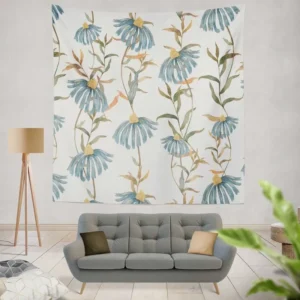 Blue Flower Seamless Pattern Wall Tapestry