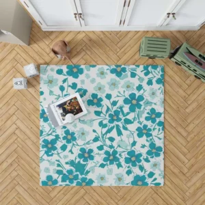 Blue Flowers Spring Pattern Rug