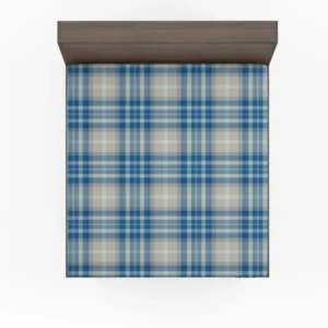 Blue Grey Check Plaid Fitted Sheet