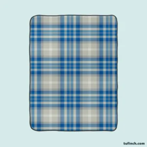 Blue Grey Check Plaid Fleece Blanket 1