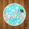 Blue Grey Coral Reef Pattern Round Beach Towel