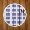 Blue Grid Pattern Square Plaid Round Beach Towel