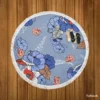 Blue Itoh Peony Flower Round Beach Towel