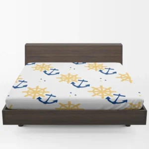 Blue Marine Anchor Yellow Wheel Fitted Sheet 1