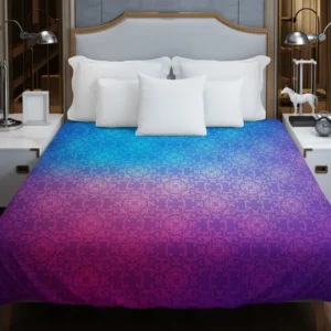 Blue Purple Floral Gradient Duvet Cover