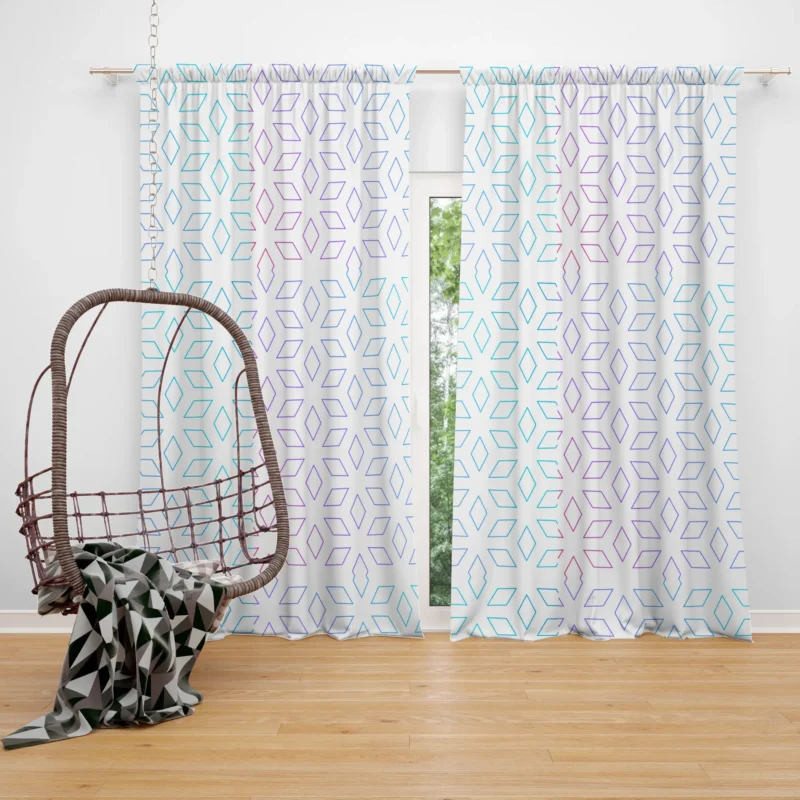 Blue Purple Floral Pattern Curtain