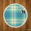 Blue Tartan Plaid Pattern Round Beach Towel