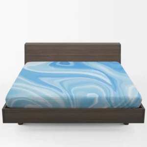 Blue White Abstract Design Fitted Sheet 1