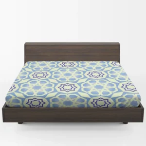 Blue White Islamic Traditional Design Fitted Sheet 1