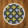Blue Yellow Floral Ethnic Round Beach Towel