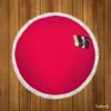 Blurred Red Love Heart Round Beach Towel