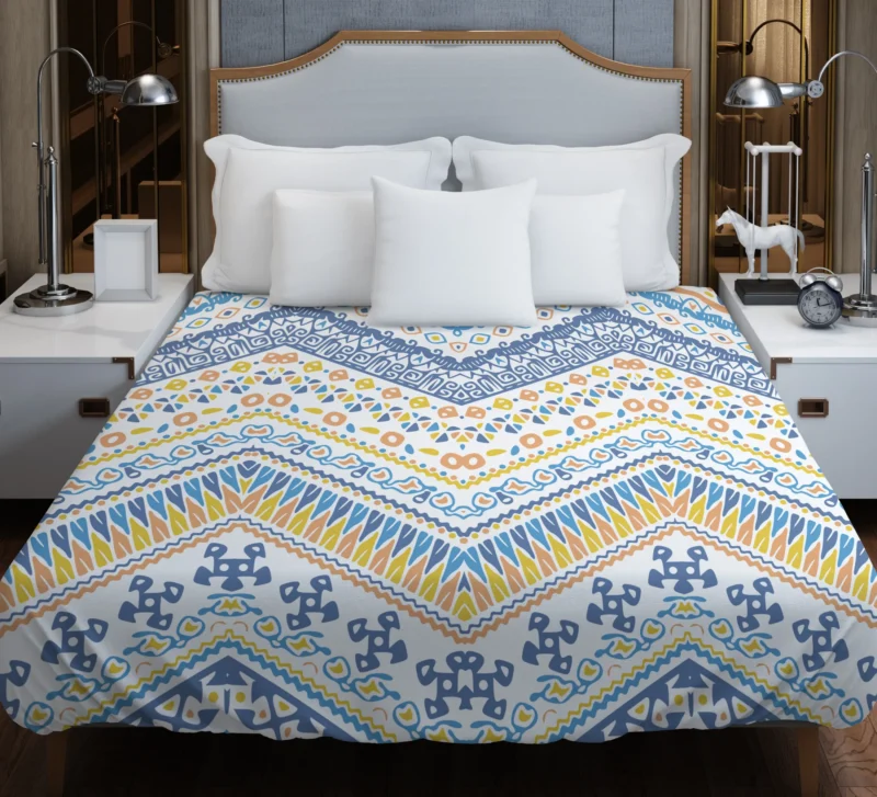 Bohemian Zigzag Ethnic Pattern Duvet Cover