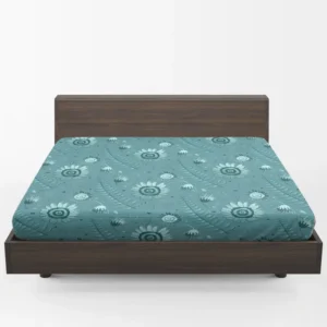 Cadet Blue Monochromatic Floral Pattern Fitted Sheet 1