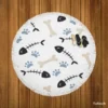 Cat Dog Food Print Pattern Round Beach Towel