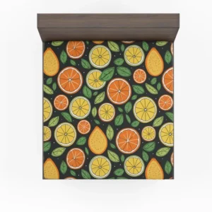Citrus Fruits And Leaves Design Fitted Sheet