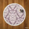 Classic Damask On French Lilac Wisteria Round Beach Towel