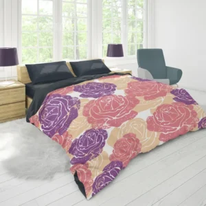 Colorful Drawn Roses Duvet Cover 1