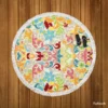Colorful Folk Design Round Beach Towel