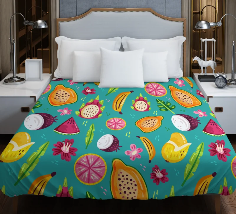 Colorful Fruity Pattern Background Duvet Cover