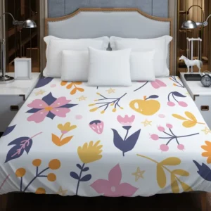 Colorful Plants Flowers Duvet Cover