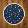 Colorful Starry Night Pattern Round Beach Towel