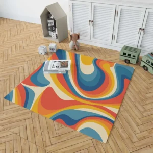 Colorful Waves Doodle Pattern Rug 1