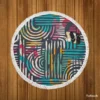 Contemporary Hand Drawn Shapes Round Beach Towel