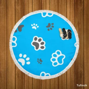 Cute Cat Paw Print Designs Round Beach Towel