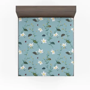 Cute Little White Blooming White Flowers Fitted Sheet
