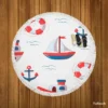 Cute Nautical Sailboat Lifebuoy Anchor Pattern Round Beach Towel