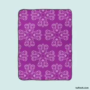 Damask Purple Floral Pattern Fleece Blanket 1