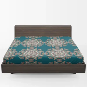 Dark Green Abstract Pattern Design on Background Fitted Sheet 1