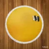 Dark Pastel Yellow Round Beach Towel