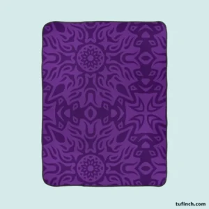 Dark Violet Tribal Floral Design Fleece Blanket 1