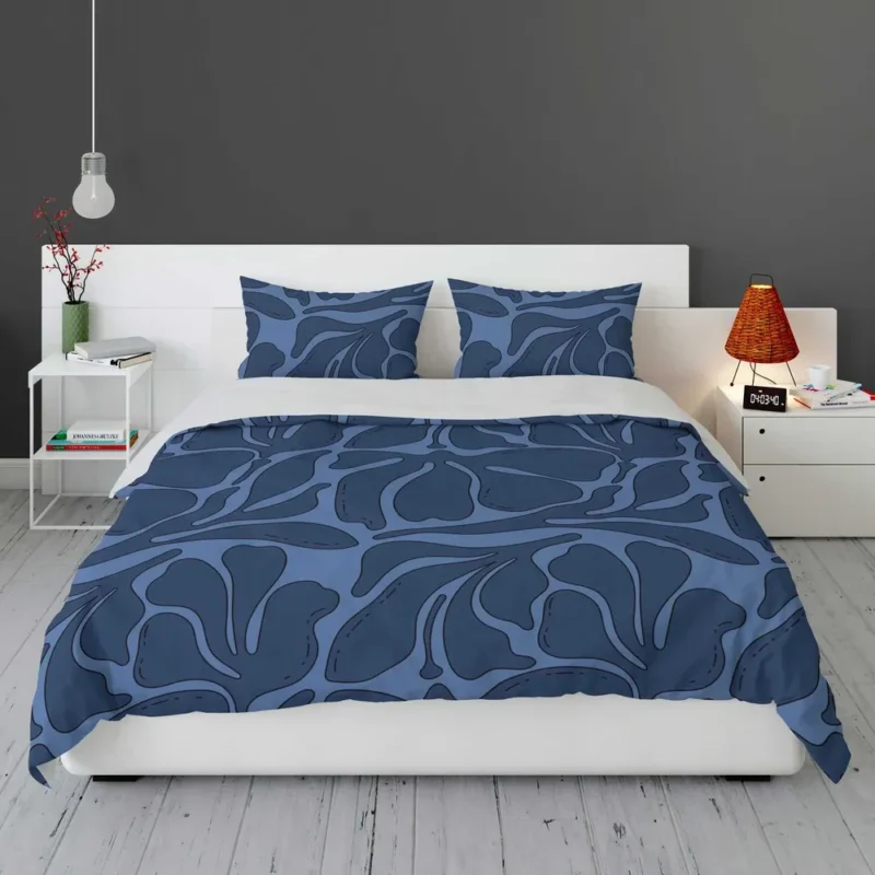 Deep Blue Monochrome Pattern Bedding Set 1