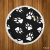 Dog Wolf Paw Seamless Round Beach Towel